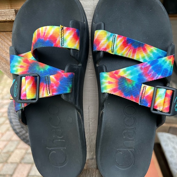 Chaco chillos slide sandals lightweight rainbow straps Sz W 10 - Picture 3 of 7